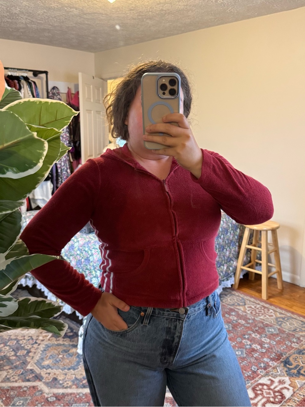 Y2K Arizona terrycloth red zip up sweatshirt